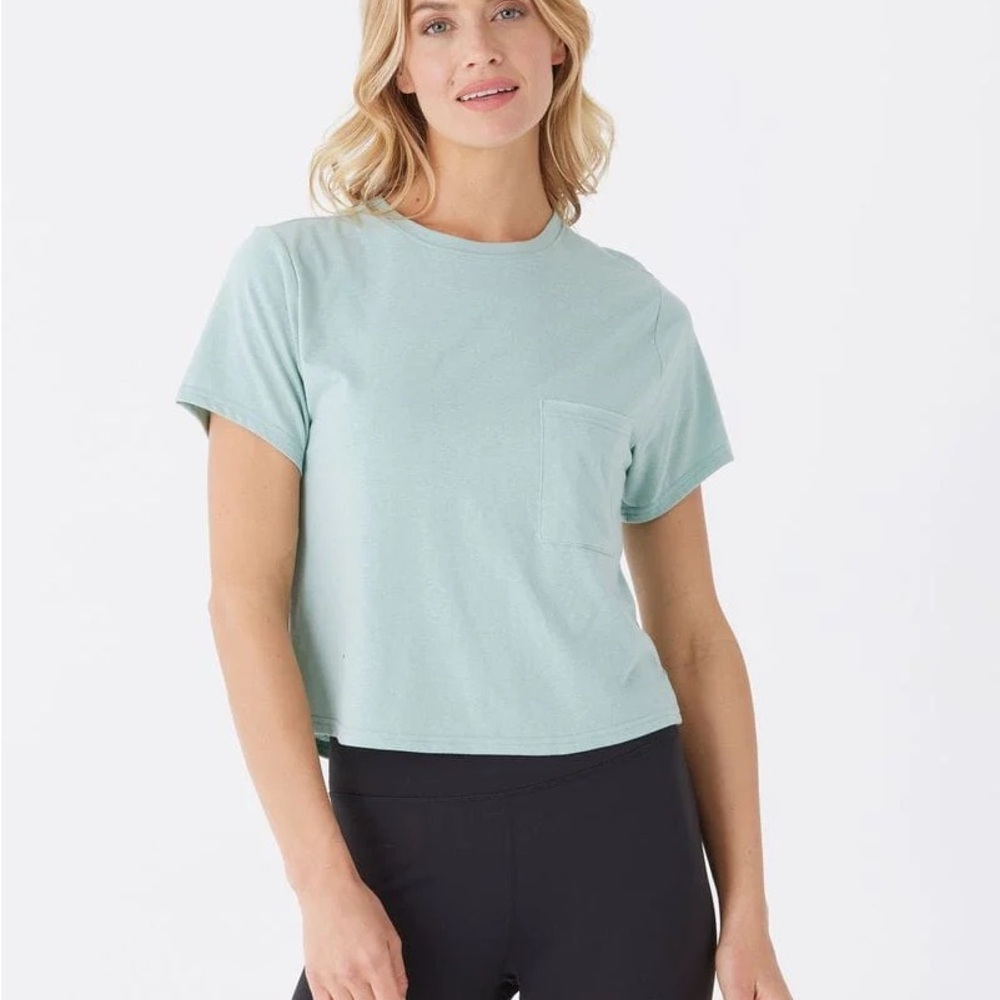NWT - SHELBIE TRIBLEND JERSEY POCKET TEE, mint green